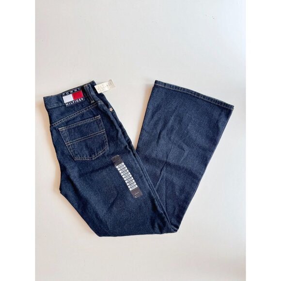 Vintage NWT TOMMY HILFIGER Dark Wash High Rise Flared Bell Bottom Jeans, Size 29 - Picture 1 of 16